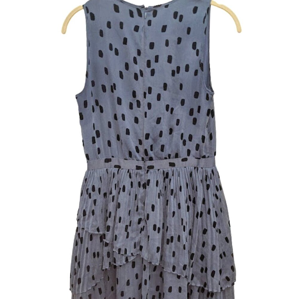 Banana Republic Size 2 Pleated Dress Mini Chiffon Popover Polka Dot Blue - Picture 3 of 3